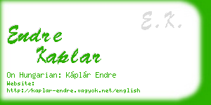 endre kaplar business card
